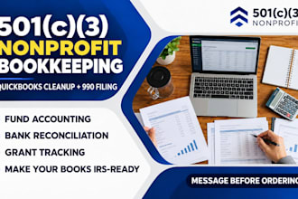 do nonprofit bookkeeping, quickbooks cleanup and file form 990 series