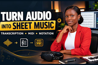 create accurate sheet music transcription, music notation and midi arrangement