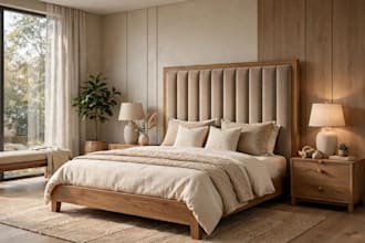 design modern luxury bed and sofa with 3d render