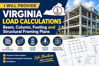 design virginia load calculations, beam, column, footing and structural framing