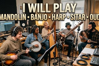 play mandolin, banjo, harp, sitar, oud for your song