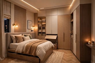 design modern bedroom interior and 3d visualization