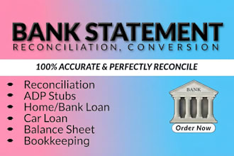 reconcile bank statement PDF to editable format