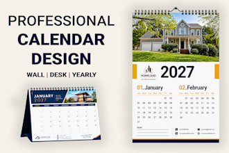 design modern wall calendar, desk calendar and yearly calendar