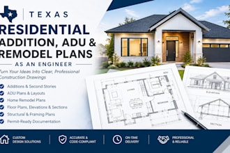 do new home plan, residential, adu and remodel plan as texas engineer, architect