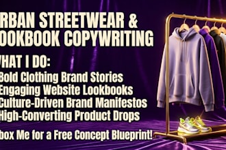 write urban streetwear clothing brand story and website lookbook copy