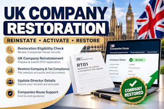 restore UK ltd, reinstate dissolved UK company and file rt01