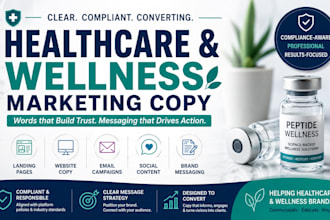create peptide marketing content, landing pages and marketing strategy
