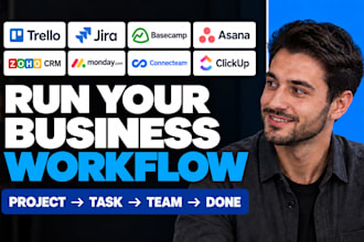 setup trello jira basecamp asana zoho CRM monday com connecteam clickup