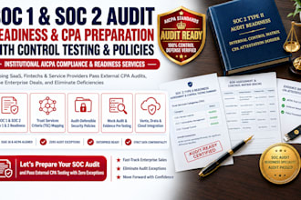 conduct soc 1 and soc 2 readiness and provide CPA audit report