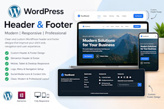 design or redesign a professional wordpress header and footer