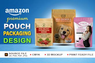 design food, supplement and cosmetic pouch packaging