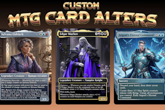 design custom mtg card, token art, mtg alter commander edh tcg illustration