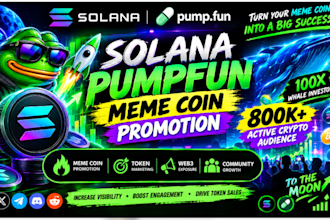 hit 900k solana pumpfun token 100x sales crypto promotion meme coin promotion