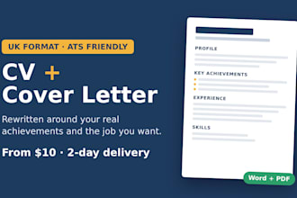 write an ats friendly UK CV and cover letter
