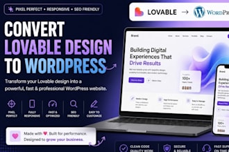your lovable design converted into a professional wordpress website