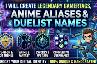 create legendary gamertags, custom anime usernames, and gamer names