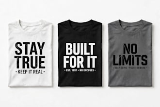 3 modern bold typography tshirt with mockup