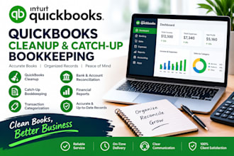 clean up quickbooks, catch up bookkeeping and prepare tax returns
