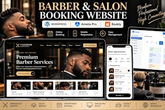 build wordpress barber salon booking websites with bookly or amelia pro