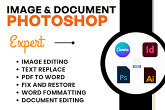 do fast text replace, image editing, document photoshop, text editing