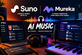 create ai music, and realistic ai audio music using suno ai, mureka ai
