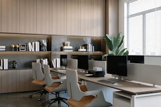 create interior designs and deliver photorealistic office renderings