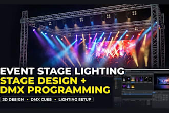 design stage lighting setup concert lighting dmx programming and lighting design