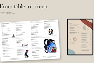 design a professional restaurant menu for print and digital