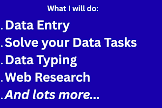 do big data entry, data typing, web research for you