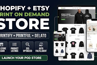 shopify print on demand store, shopify pod, esty pod, printify, printful gelato
