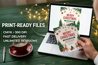design a christmas holiday party flyer, poster or sale banner