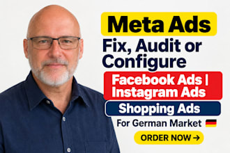 fix audit or configure meta ads facebook mata ads shopping ads for german market