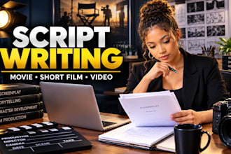 write short film script, movie script, screenplay and video script