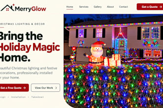 design wix christmas lighting decoration website holiday service website