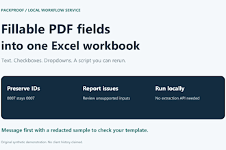 extract fillable PDF form fields to excel with a reusable script