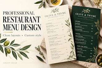 design a professional resturant menu