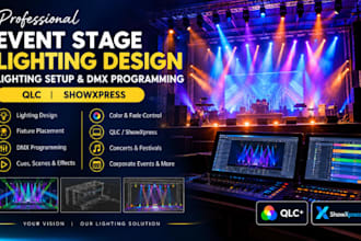 do event stage lighting design lighting setup and dmx programming qlc showxpress