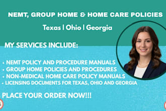 setup nemt, group home, non medical home care policies for texas, ohio, georgia