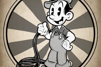 create vintage 1930s rubber hose cartoon mascot illustration