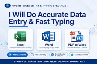 fast english typing, data entry and re typing