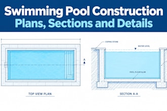 draft swimming pool construction plans, sections and details for approval