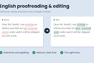 proofread and edit your english text for grammar, clarity and tone