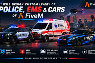design custom staff livery of police, ems, cars of fivem