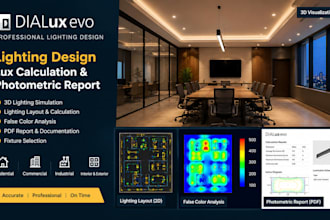 do dialux evo lighting design, lux calculation and photometric report