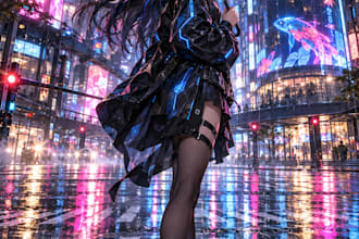provide midjourney and dall e 3 prompts for cyberpunk anime art