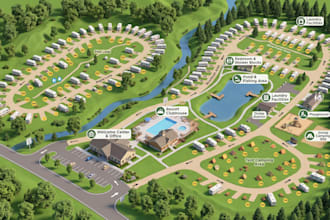 design rv park map, campground map, camping map, resort and site maps
