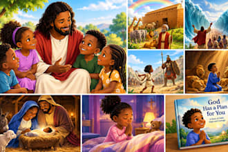 illustrate christian children book and bible stories