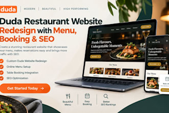 design a duda restaurant website duda redesign with menu booking seo