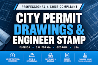 do city permit drawings in fl ca, georgia as USA architect and engineer seal
